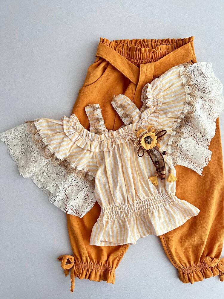 ست شومیز شلوار دخترانه ترک راه راه