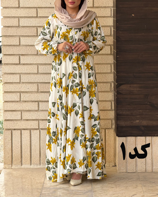 پیراهن نخی کلوش طرح دار