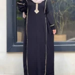 پیراهن یال یقه گلدوزی تک رنگ