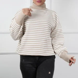 بلوز بافت یقه اسکی راه راه